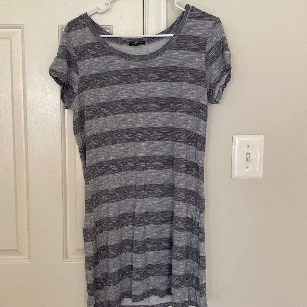 Super soft super breathable cotton nightshirt in black/gray stripe
